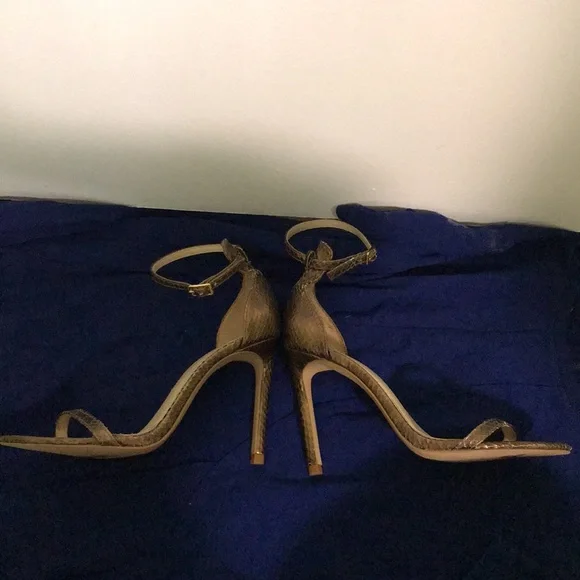 Zara, gold snakeskin, strappy sandals. - Picture 7 of 14